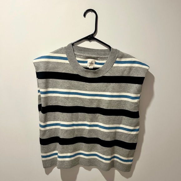 The Noah Muscle Tank Sweater by Maeve size S Stripes Blue Black White - Picture 4 of 8